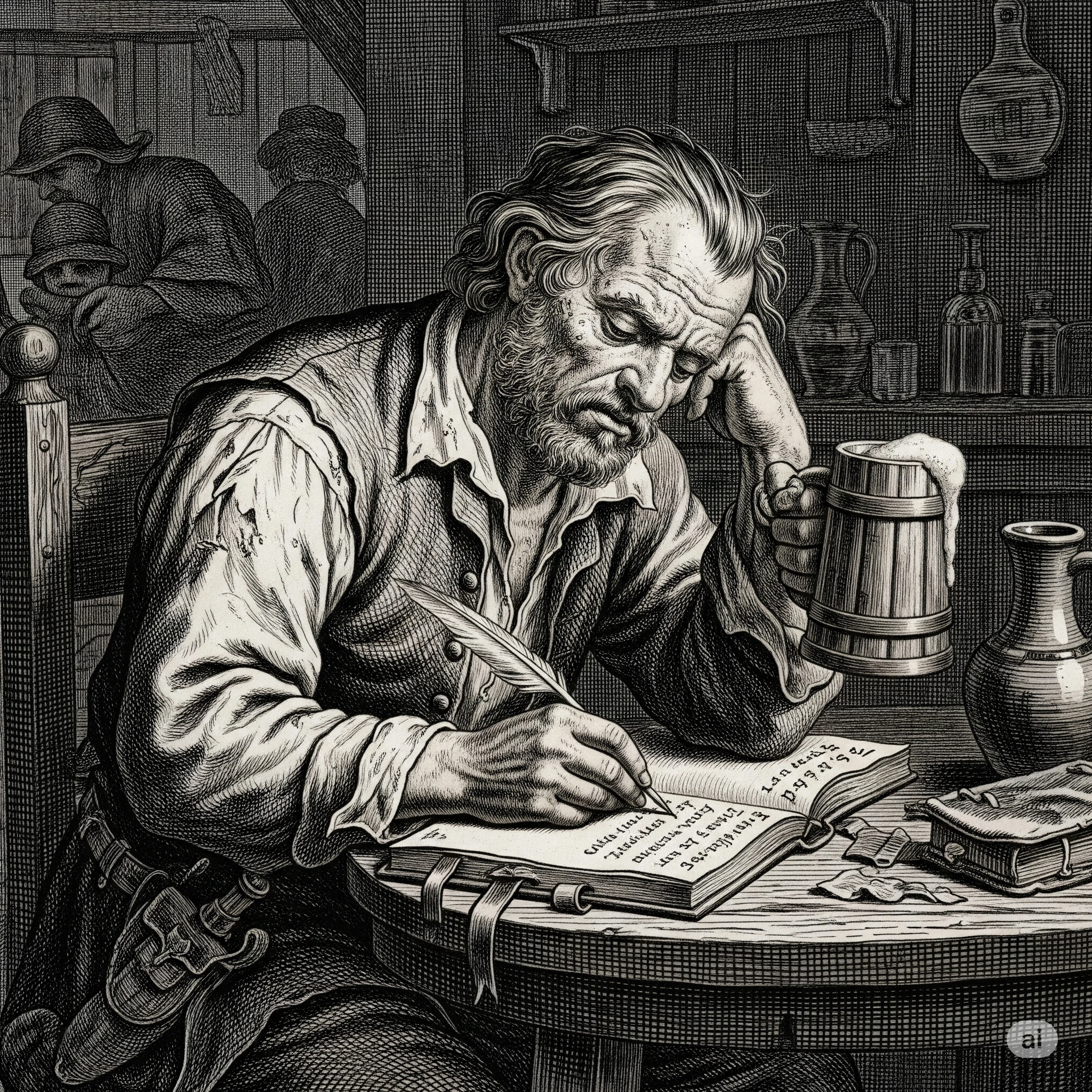 man writing