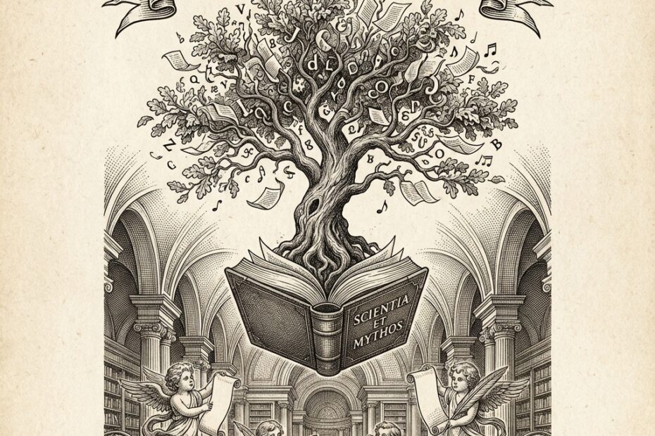 17th-century style engraving of a tree growing from a book, representing the growth of literature in 2025.