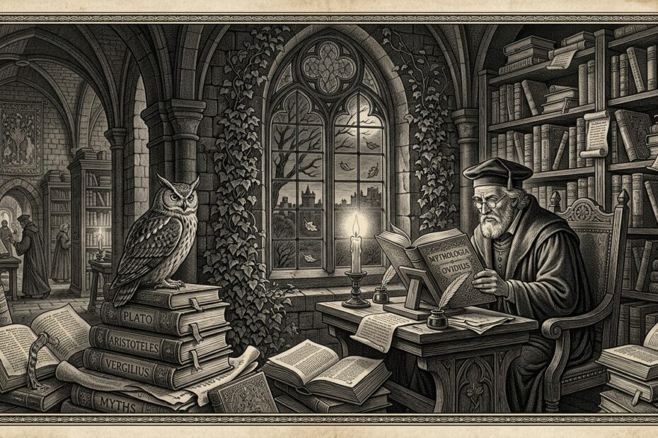 Classical XVII century black and white engraving of a scholar reading in an ancient library — top 10 best books for october 2026